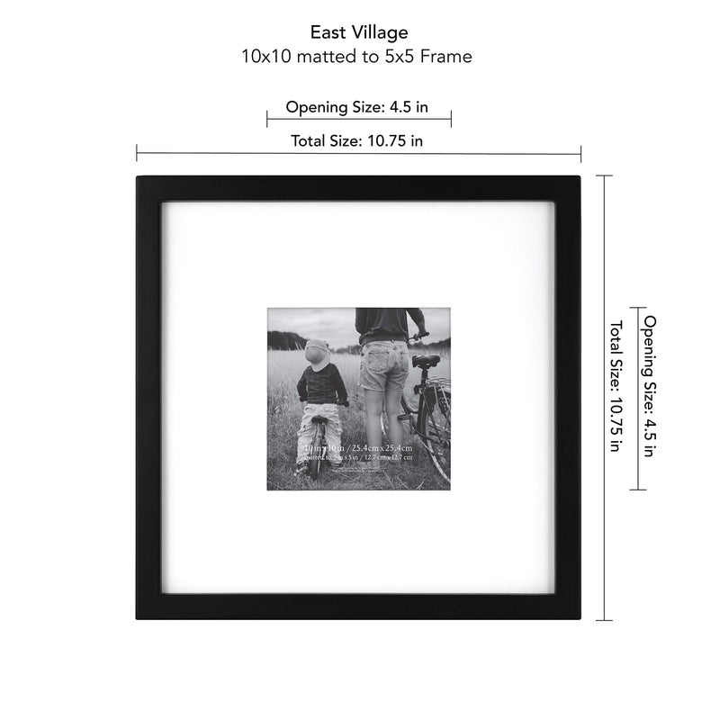 MCS East Village 10x10 Matted Square Picture Frame with 5x5 Photo Display, Black Wall Hanging Frame for Photos & Artwork (4-Pack) - Image 4